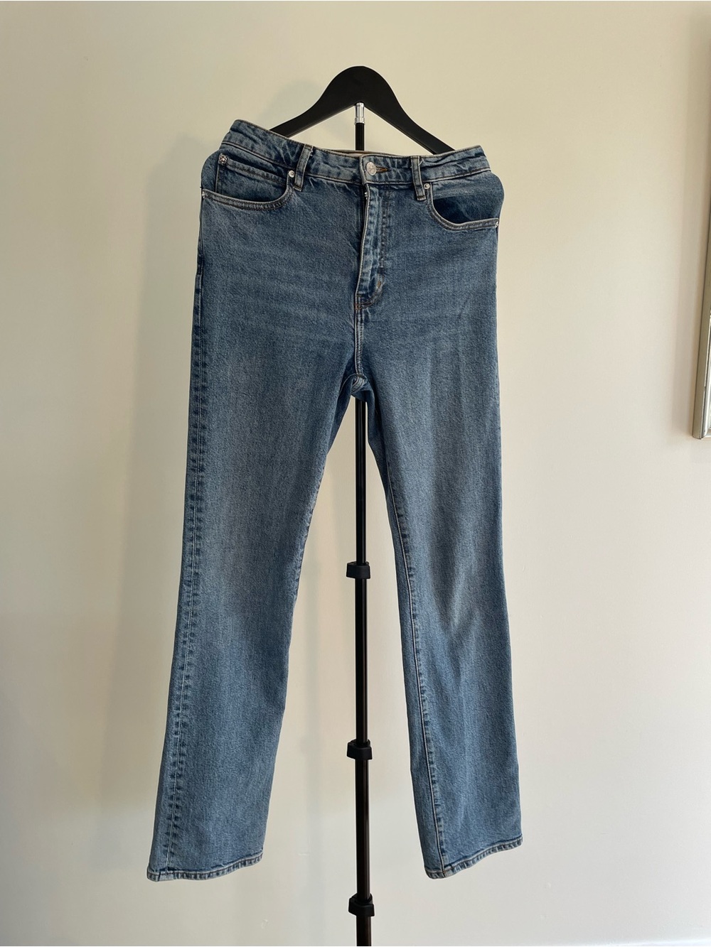 Frame Denim Mid Wash Straight Leg Jeans - Blue